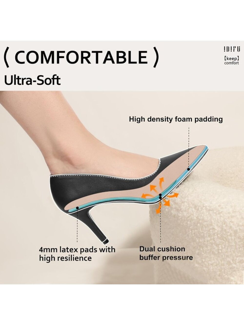 Women's Black Pu Stiletto Pointed Closed Toe High Heels Comfortable Pumps Shoes - Picture 3 of 6